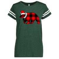 Plaid Polar Bear Christmas Holiday Enza Ladies Jersey Football T-Shirt