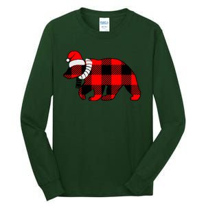 Plaid Polar Bear Christmas Holiday Tall Long Sleeve T-Shirt