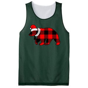 Plaid Polar Bear Christmas Holiday Mesh Reversible Basketball Jersey Tank