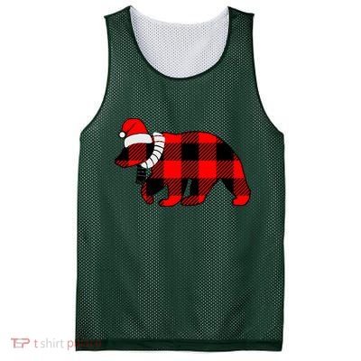 Plaid Polar Bear Christmas Holiday Mesh Reversible Basketball Jersey Tank