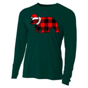 Plaid Polar Bear Christmas Holiday Cooling Performance Long Sleeve Crew