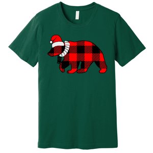 Plaid Polar Bear Christmas Holiday Premium T-Shirt