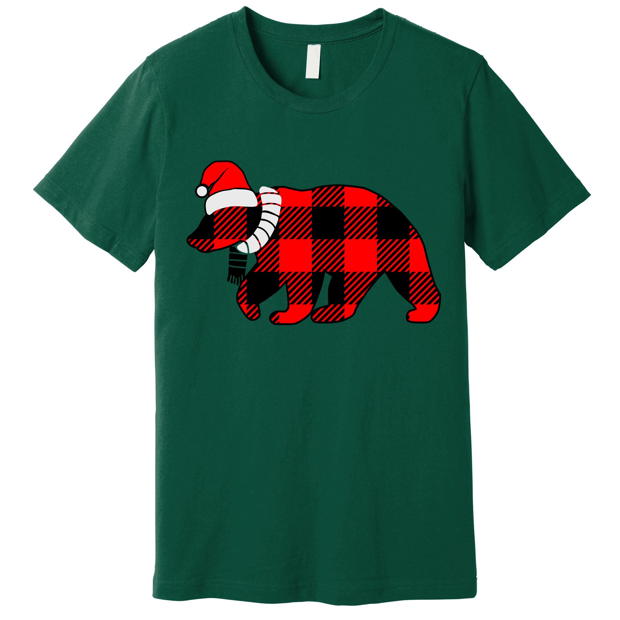 Plaid Polar Bear Christmas Holiday Premium T-Shirt