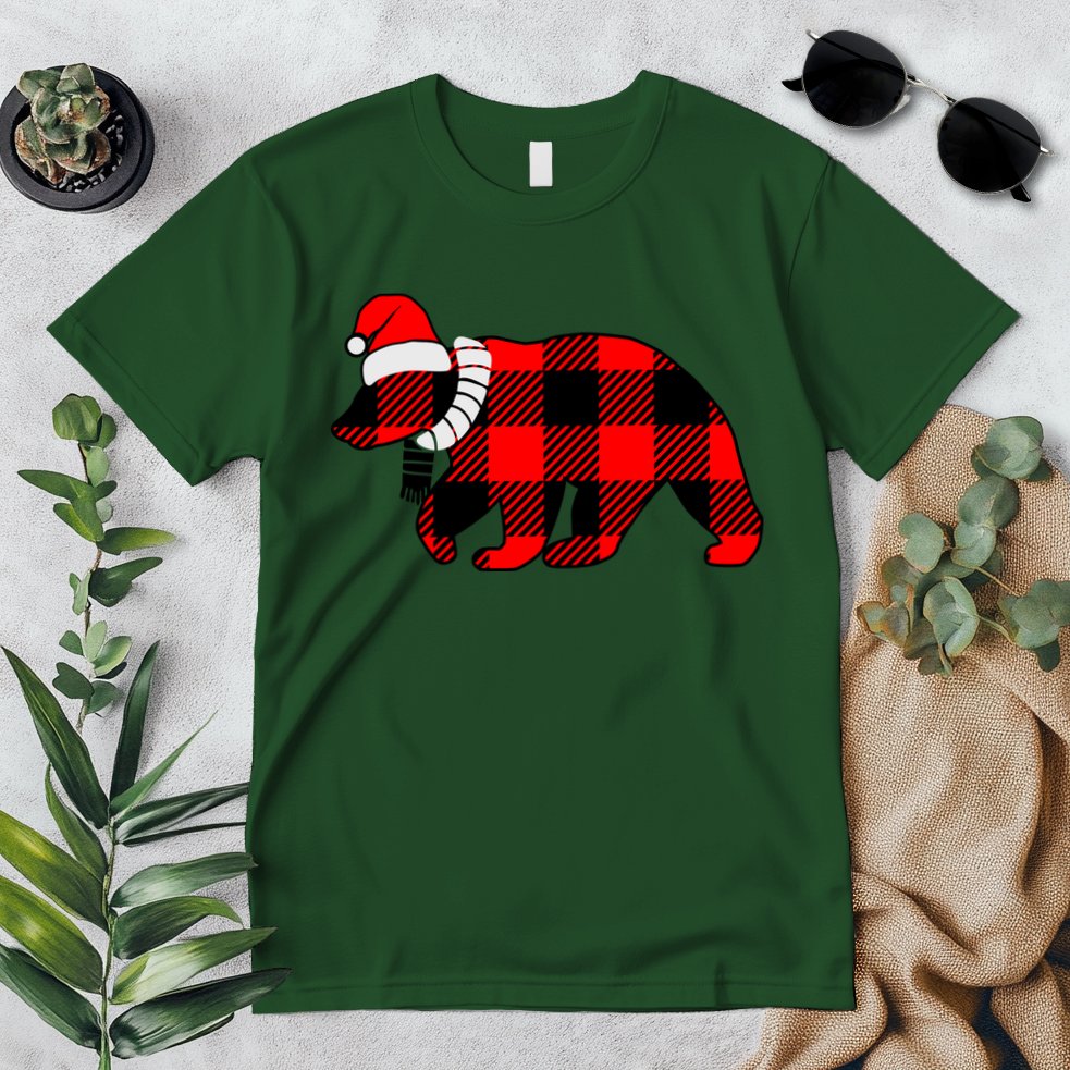 Plaid Polar Bear Christmas Holiday Premium T-Shirt