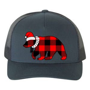 Plaid Polar Bear Christmas Holiday Yupoong Adult 5-Panel Trucker Hat