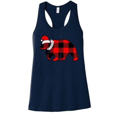 Plaid Polar Bear Christmas Holiday Women's Racerback Tank