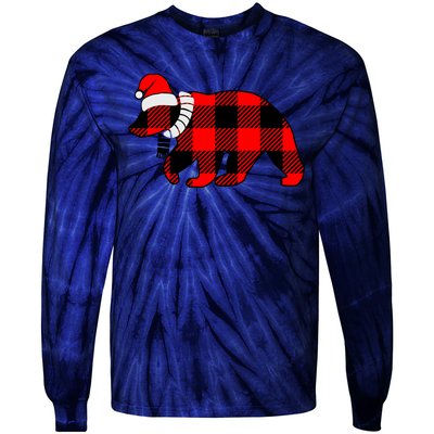 Plaid Polar Bear Christmas Holiday Tie-Dye Long Sleeve Shirt