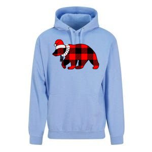 Plaid Polar Bear Christmas Holiday Unisex Surf Hoodie