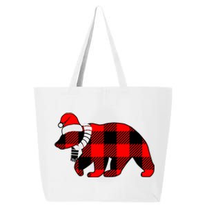 Plaid Polar Bear Christmas Holiday 25L Jumbo Tote