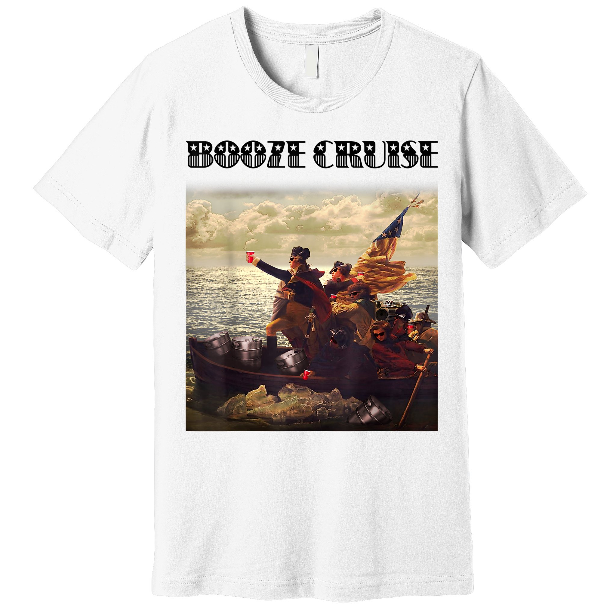 Political Party Booze Cruise Shades & Red Cups Funny Premium T-Shirt