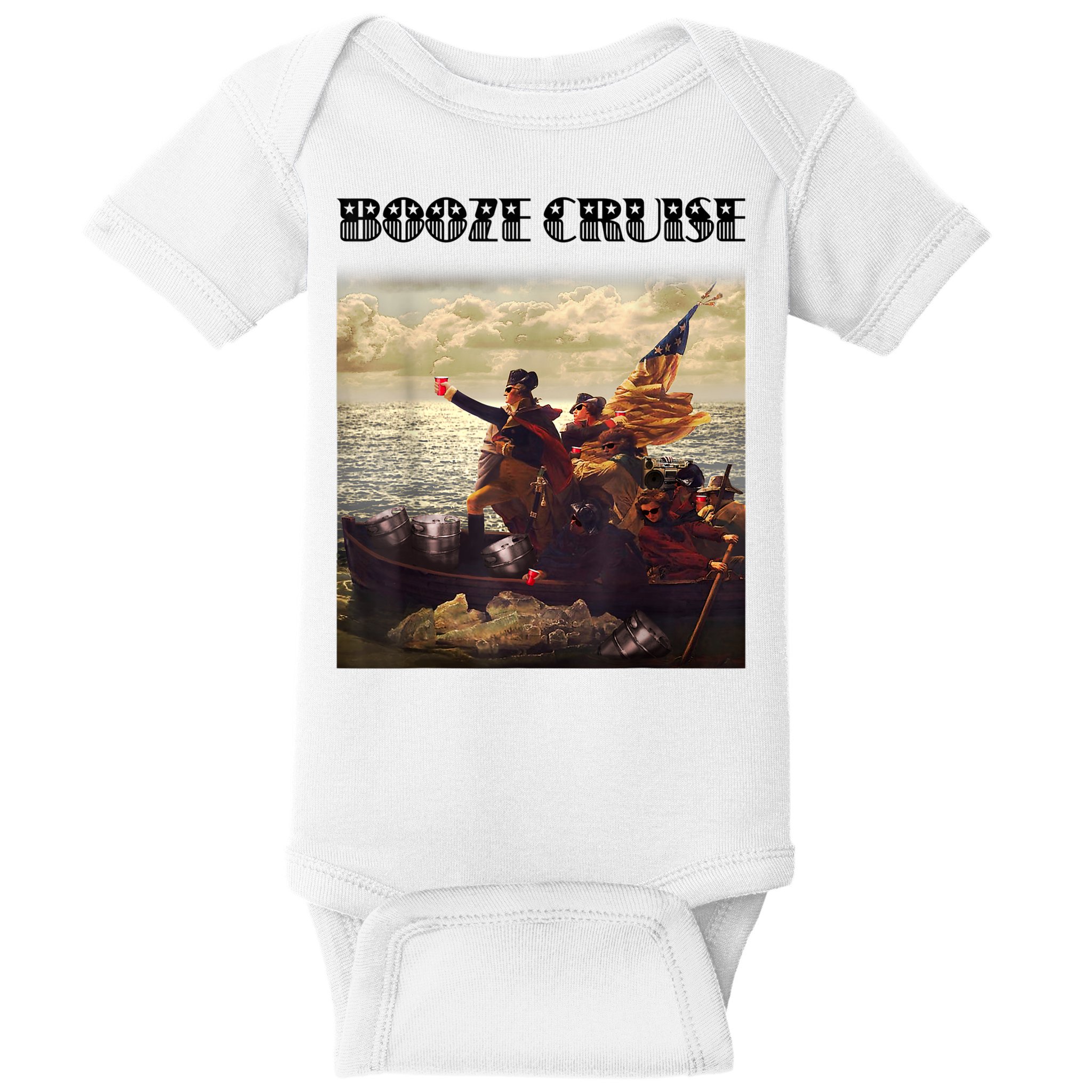 Political Party Booze Cruise Shades & Red Cups Funny Baby Bodysuit