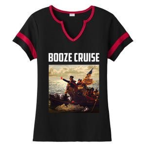 Political Party Booze Cruise Shades & Red Cups Ladies Halftime Notch Neck Tee