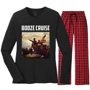 Political Party Booze Cruise Shades & Red Cups Women's Long Sleeve Flannel Pajama Set 