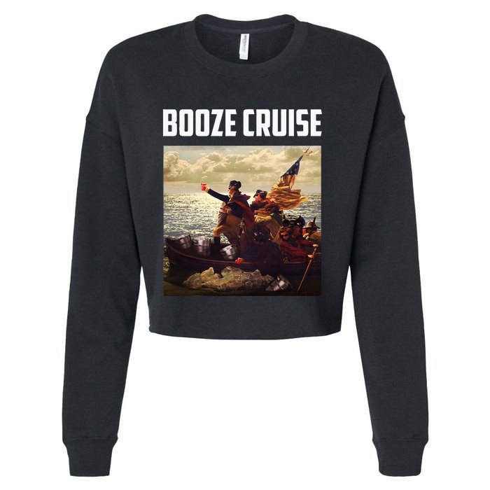 Political Party Booze Cruise Shades & Red Cups Cropped Pullover Crew