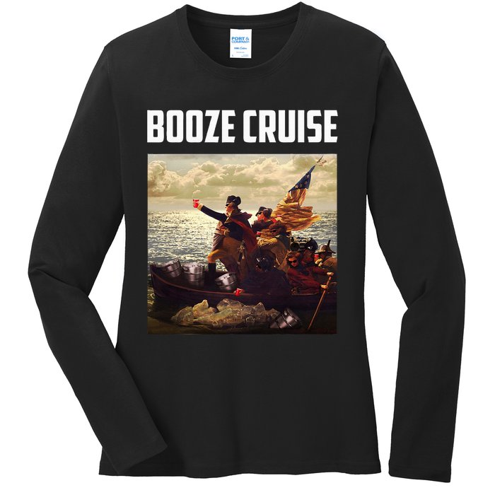 Political Party Booze Cruise Shades & Red Cups Ladies Long Sleeve Shirt