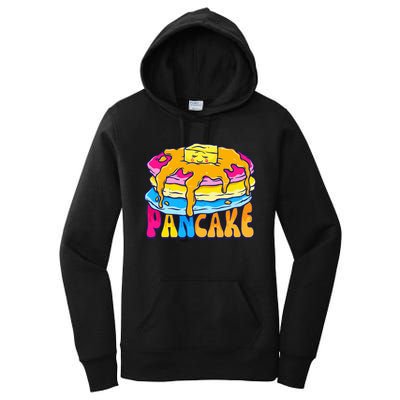 Pansexual Pancake Breakfast Food Pun Pan Pride Flag LGBTQ Women's Pullover Hoodie