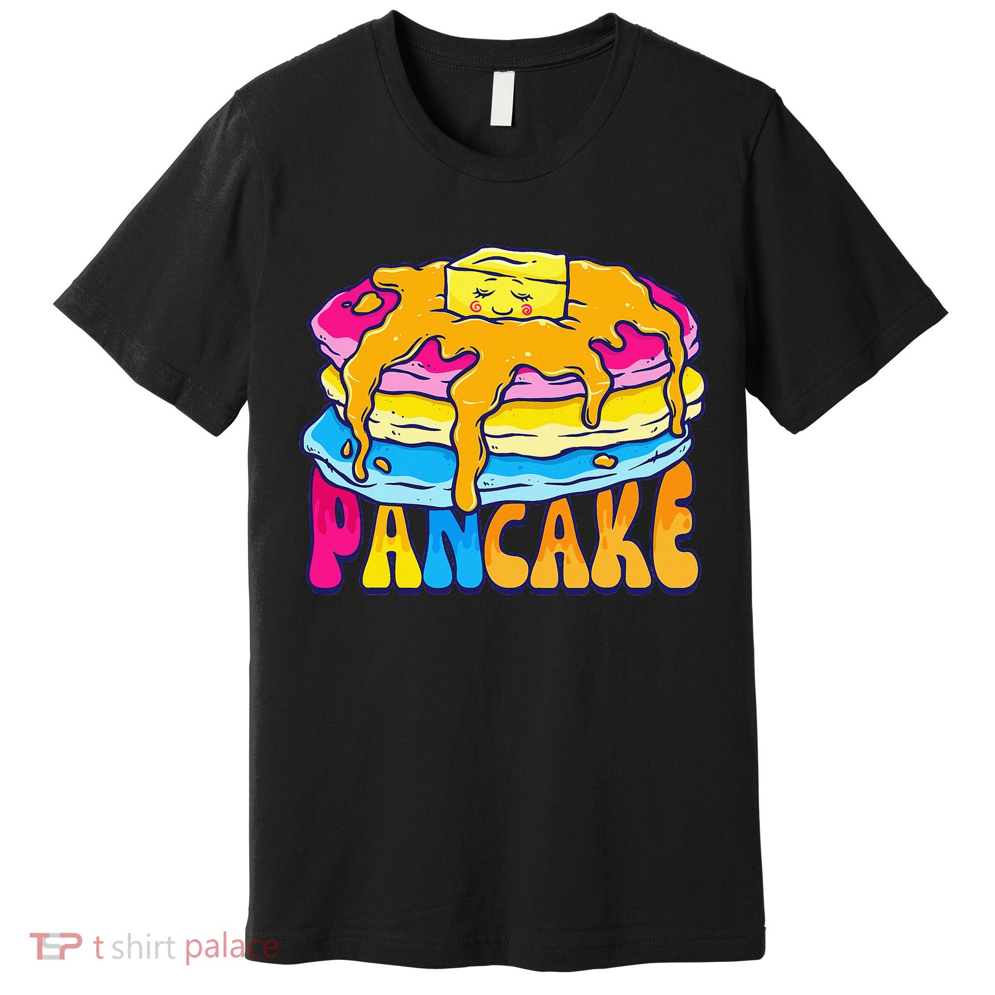 Pansexual Pancake Breakfast Food Pun Pan Pride Flag LGBTQ Premium T-Shirt