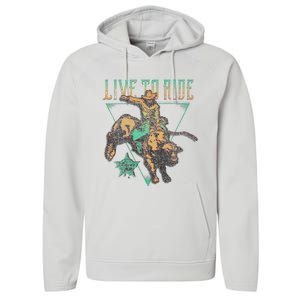 Pbr Professional Bull Riders Live To Ride Rodeo Pbr Logo Performance Fleece Hoodie