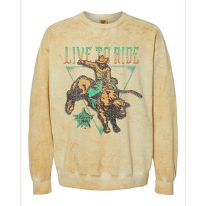 Pbr Professional Bull Riders Live To Ride Rodeo Pbr Logo Colorblast Crewneck Sweatshirt