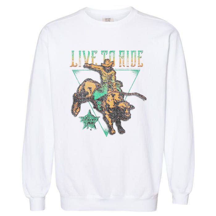 Pbr Professional Bull Riders Live To Ride Rodeo Pbr Logo Garment-Dyed Sweatshirt