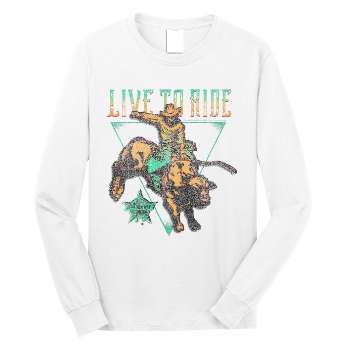 Pbr Professional Bull Riders Live To Ride Rodeo Pbr Logo Long Sleeve Shirt