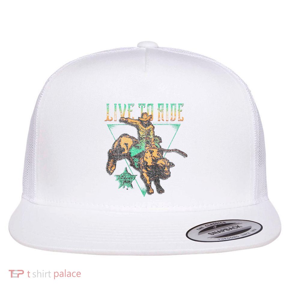 Pbr Professional Bull Riders Live To Ride Rodeo Pbr Logo Flatbill Hat