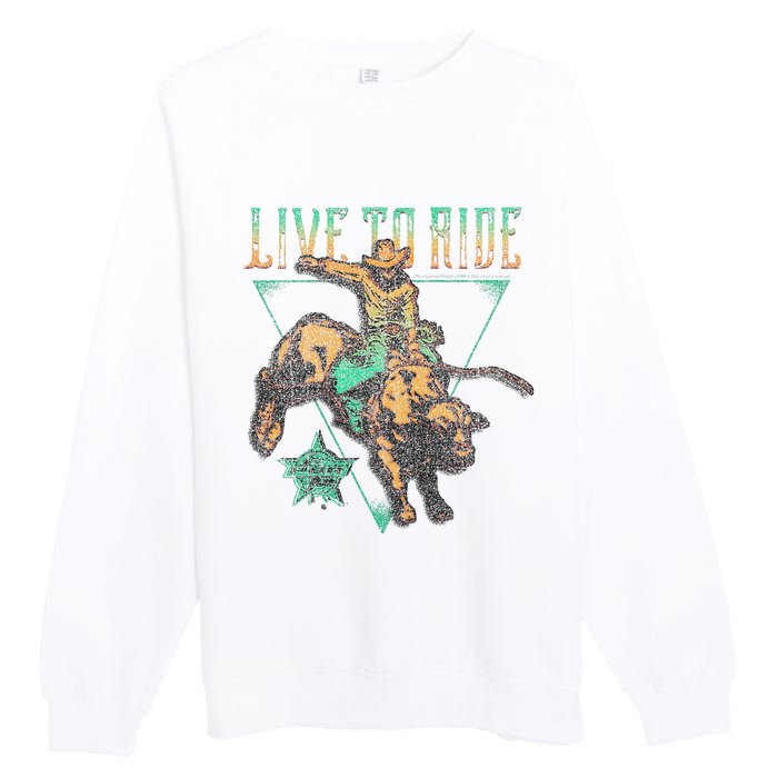 Pbr Professional Bull Riders Live To Ride Rodeo Pbr Logo Premium Crewneck Sweatshirt