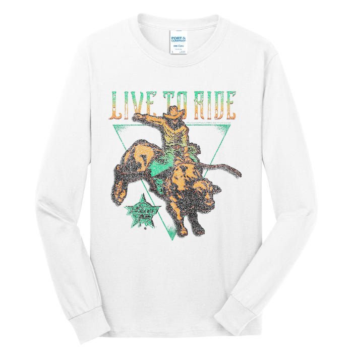 Pbr Professional Bull Riders Live To Ride Rodeo Pbr Logo Tall Long Sleeve T-Shirt