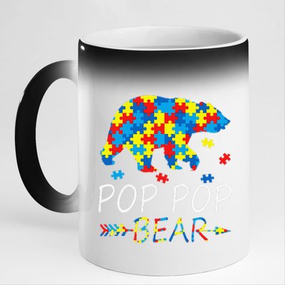 Pop Pop Bear Autism Awareness Autism Father's Day 11oz Black Color Changing Mug