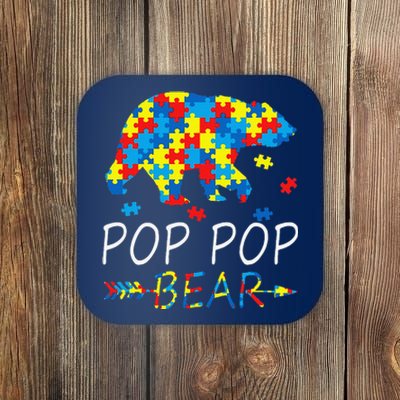 Pop Pop Bear Autism Awareness Autism Father's Day Coaster