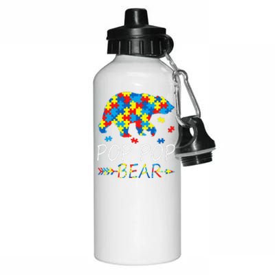 Pop Pop Bear Autism Awareness Autism Father's Day Aluminum Water Bottle