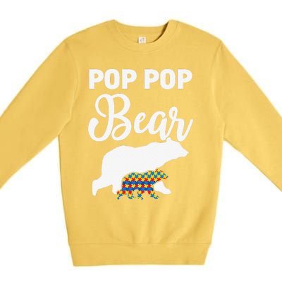 Pop Pop Bear Autism Awareness Gift For Proud Autism Granddad Premium Crewneck Sweatshirt