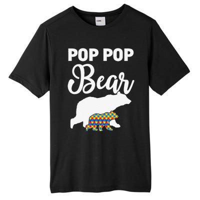 Pop Pop Bear Autism Awareness Gift For Proud Autism Granddad Tall Fusion ChromaSoft Performance T-Shirt