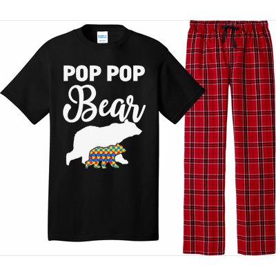 Pop Pop Bear Autism Awareness Gift For Proud Autism Granddad Pajama Set