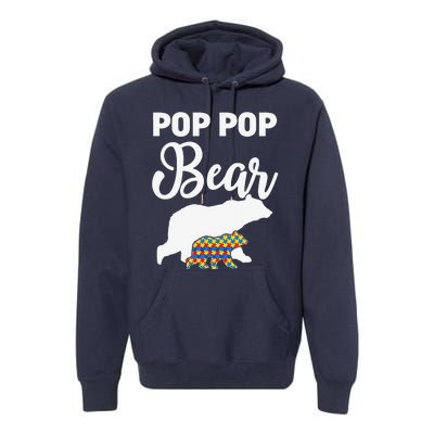 Pop Pop Bear Autism Awareness Gift For Proud Autism Granddad Premium Hoodie