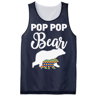 Pop Pop Bear Autism Awareness Gift For Proud Autism Granddad Mesh Reversible Basketball Jersey Tank