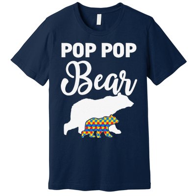 Pop Pop Bear Autism Awareness Gift For Proud Autism Granddad Premium T-Shirt