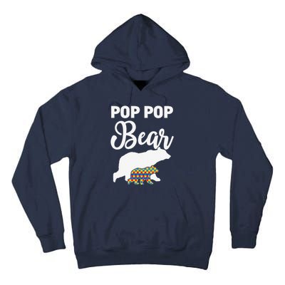 Pop Pop Bear Autism Awareness Gift For Proud Autism Granddad Tall Hoodie