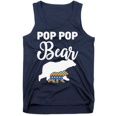 Pop Pop Bear Autism Awareness Gift For Proud Autism Granddad Tank Top