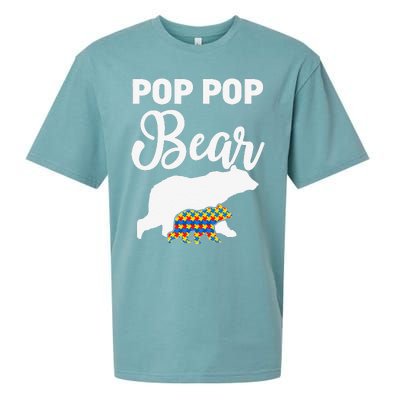 Pop Pop Bear Autism Awareness Gift For Proud Autism Granddad Sueded Cloud Jersey T-Shirt