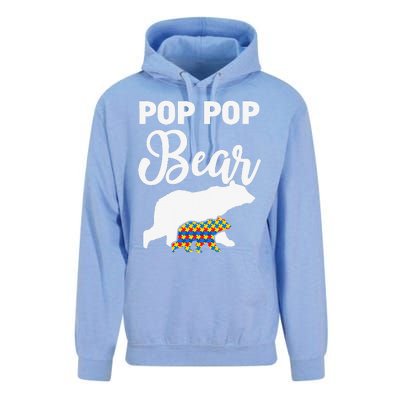 Pop Pop Bear Autism Awareness Gift For Proud Autism Granddad Unisex Surf Hoodie