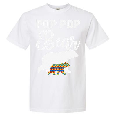 Pop Pop Bear Autism Awareness Gift For Proud Autism Granddad Garment-Dyed Heavyweight T-Shirt