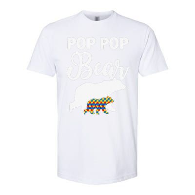 Pop Pop Bear Autism Awareness Gift For Proud Autism Granddad Softstyle CVC T-Shirt