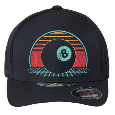 Pool Player Billiards Lover 8 Ball Retro Vintage 80s Style Flexfit Unipanel Trucker Cap