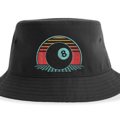 Pool Player Billiards Lover 8 Ball Retro Vintage 80s Style Sustainable Bucket Hat
