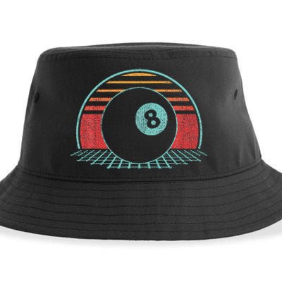 Pool Player Billiards Lover 8 Ball Retro Vintage 80s Style Sustainable Bucket Hat