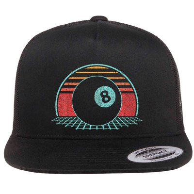 Pool Player Billiards Lover 8 Ball Retro Vintage 80s Style Flatbill Hat