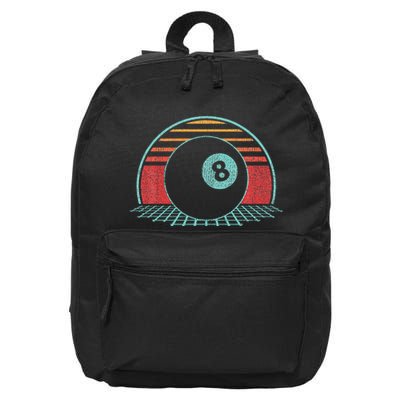 Pool Player Billiards Lover 8 Ball Retro Vintage 80s Style 16 in Basic Backpack