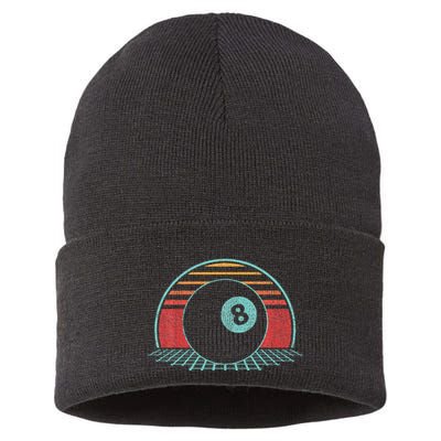 Pool Player Billiards Lover 8 Ball Retro Vintage 80s Style Sustainable Knit Beanie