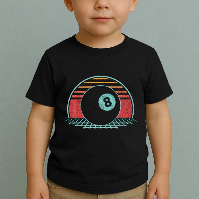 Pool Player Billiards Lover 8 Ball Retro Vintage 80s Style Toddler T-Shirt